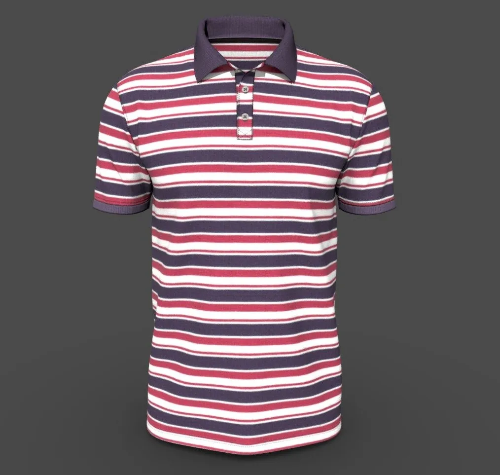 PBR Game 3D Models – Men Classic Strip Polo Shirt