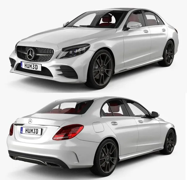 PBR Game 3D Models – Mercedes-Benz C-Class W205 sedan AMG line with HQ interior 2018