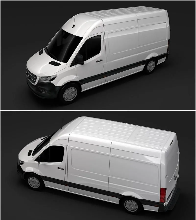 PBR Game 3D Models – Mercedes Benz Sprinter Panel Van L2H2 2019