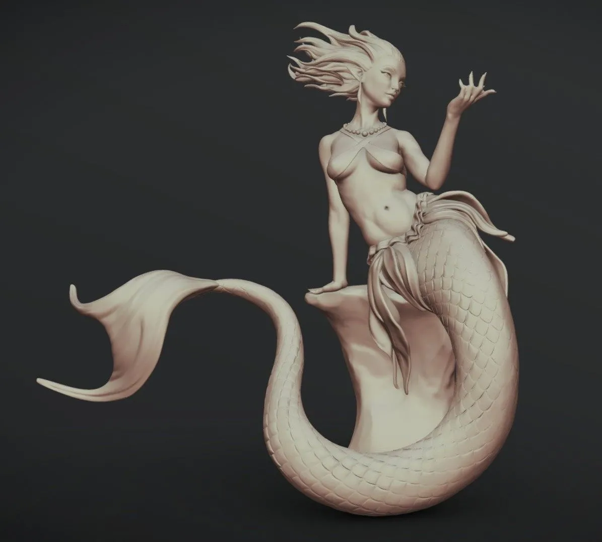 PBR Game 3D Models – Mermaid Zbrush Sculpt