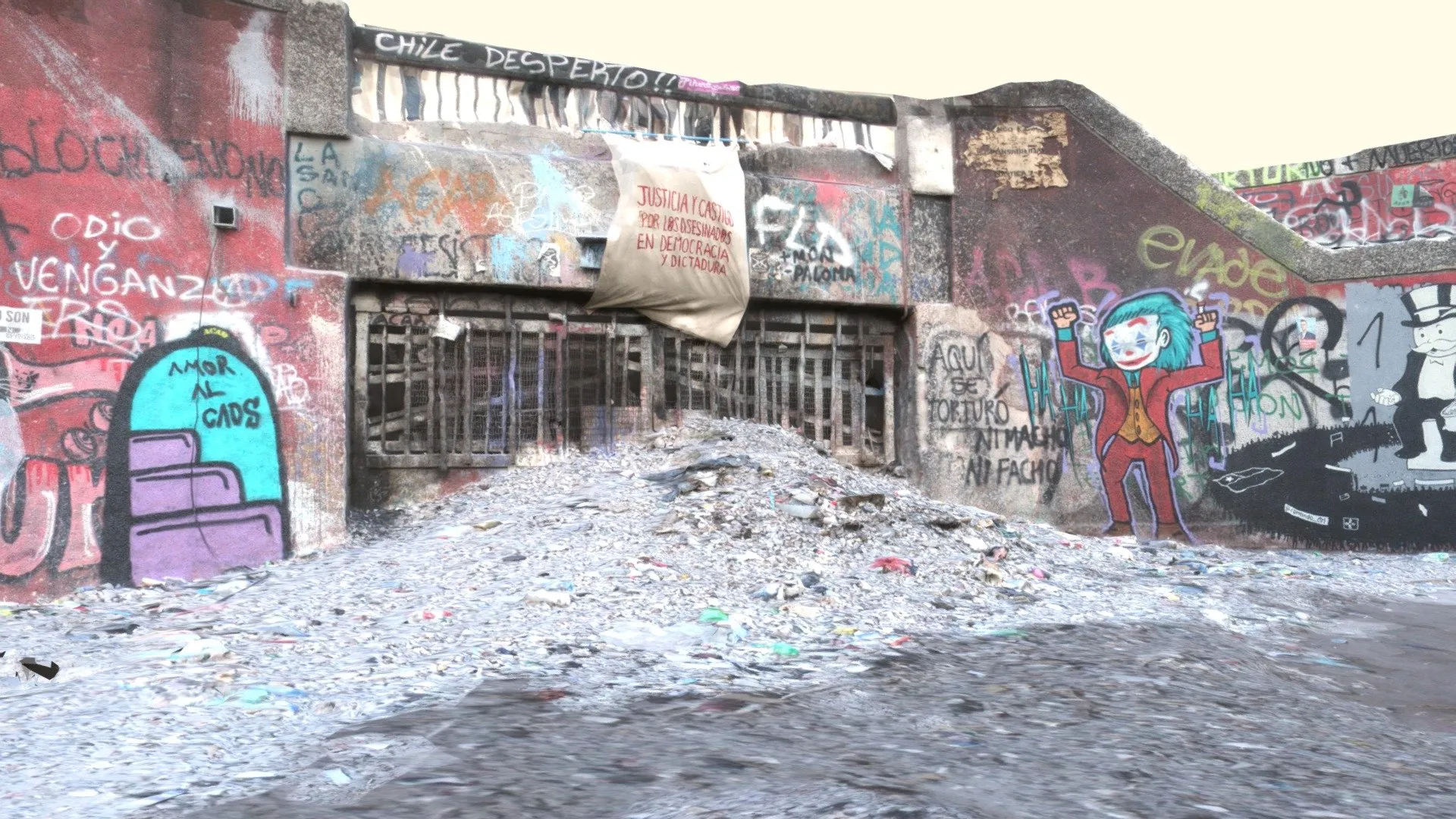 PBR Game 3D Models – Metro Baquedano After 48 Days Of Social Conflict