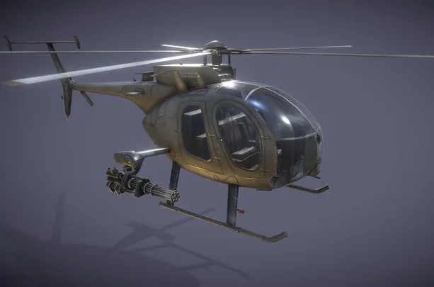 PBR Game 3D Models – MH6 Little Bird (USA Attack Helicopter)