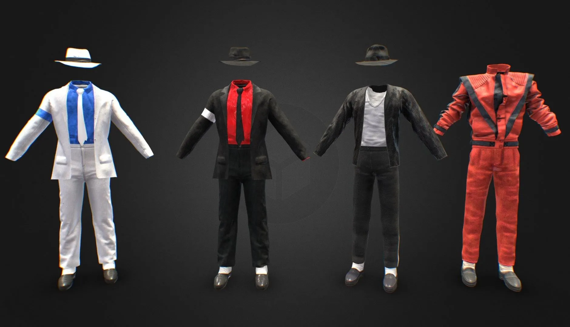PBR Game 3D Models – Michael Jackson Attire Collection