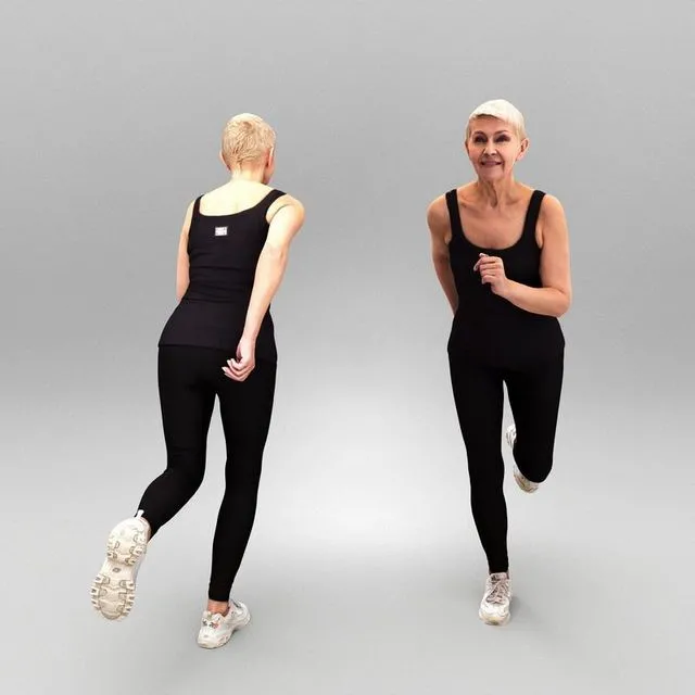 PBR Game 3D Models – Middle-aged woman in tracksuit running 388