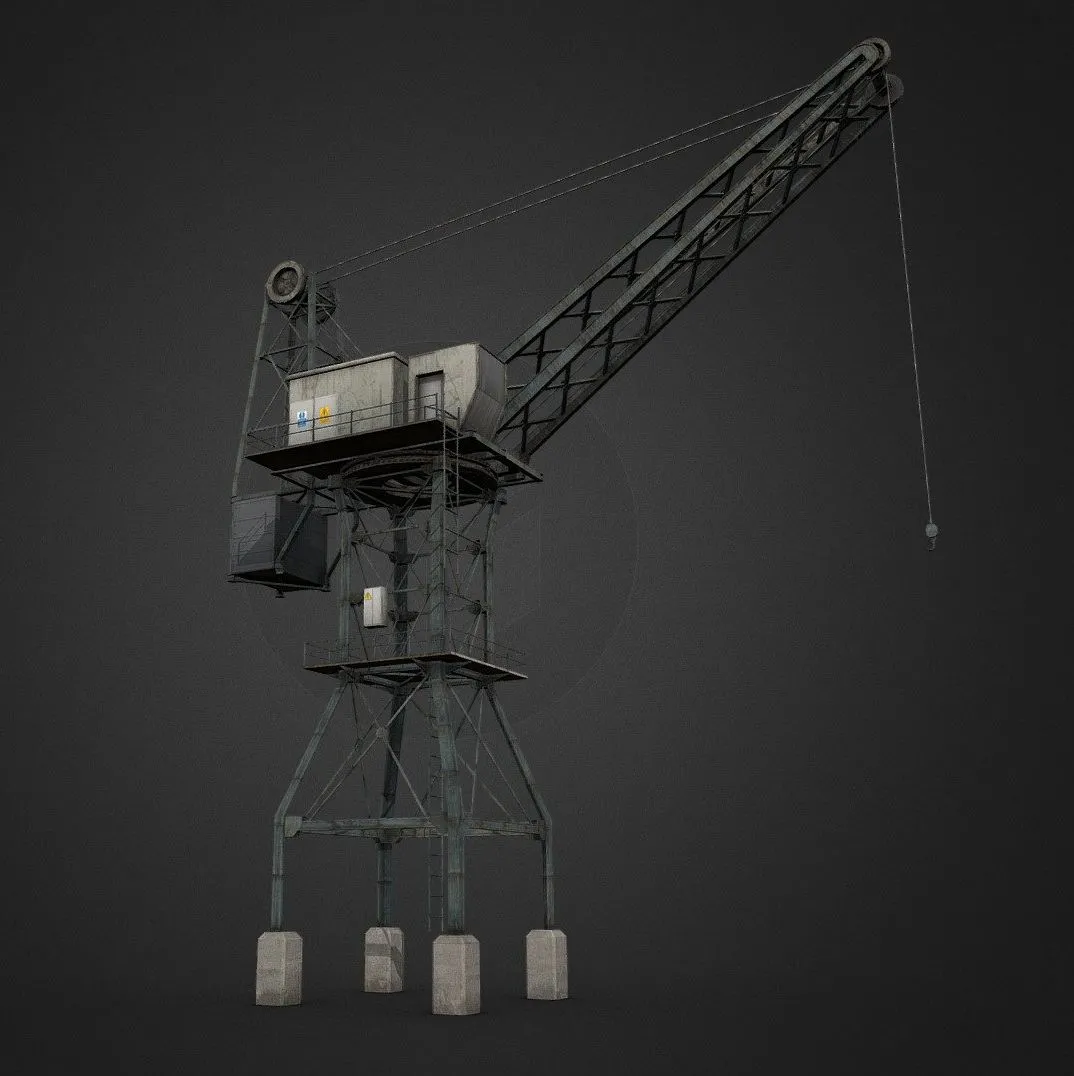 PBR Game 3D Models – Midsize Dock Crane