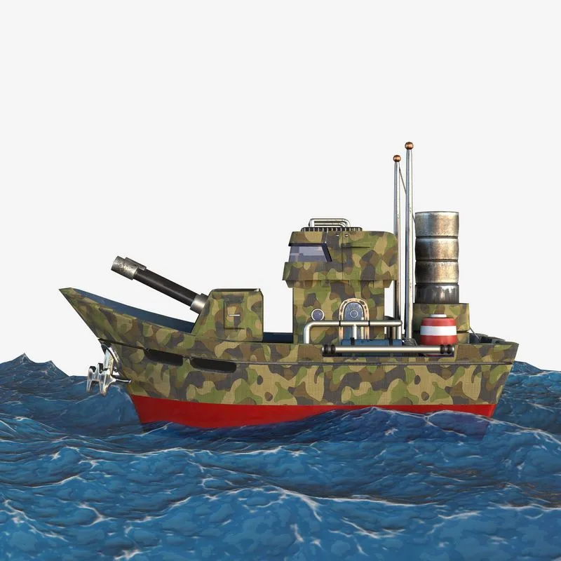 PBR Game 3D Models – Military boat