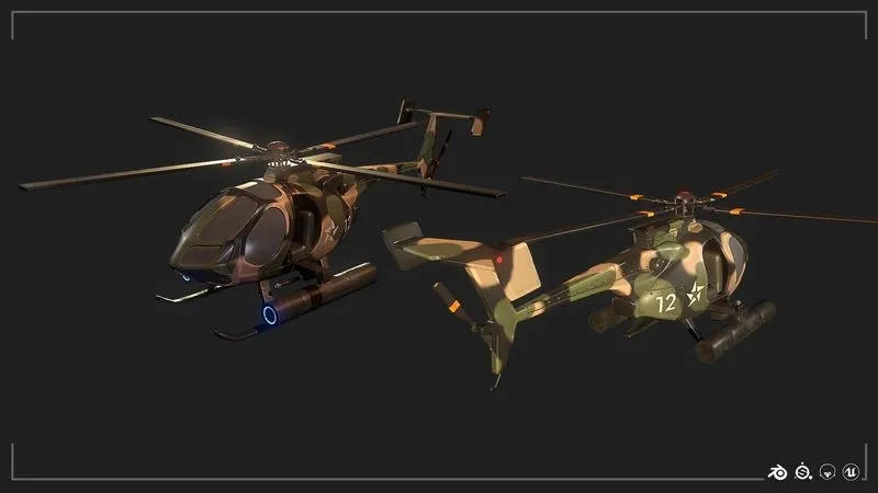 PBR Game 3D Models – Military Helicopter