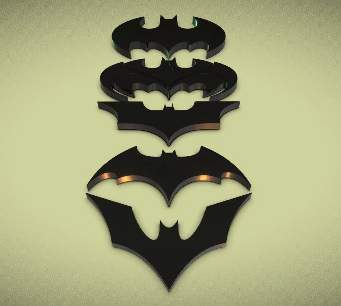 PBR Game 3D Models – Minimalistic Batman Emblems Logo