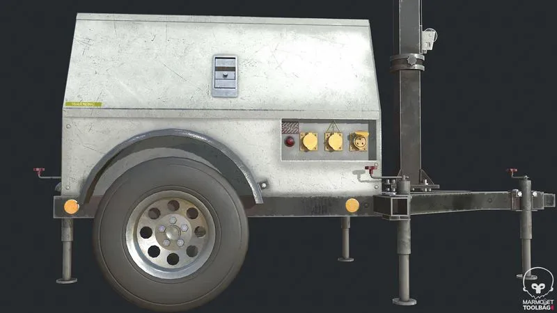 PBR Game 3D Models – Mobile Light Tower Generator – Portable Generator