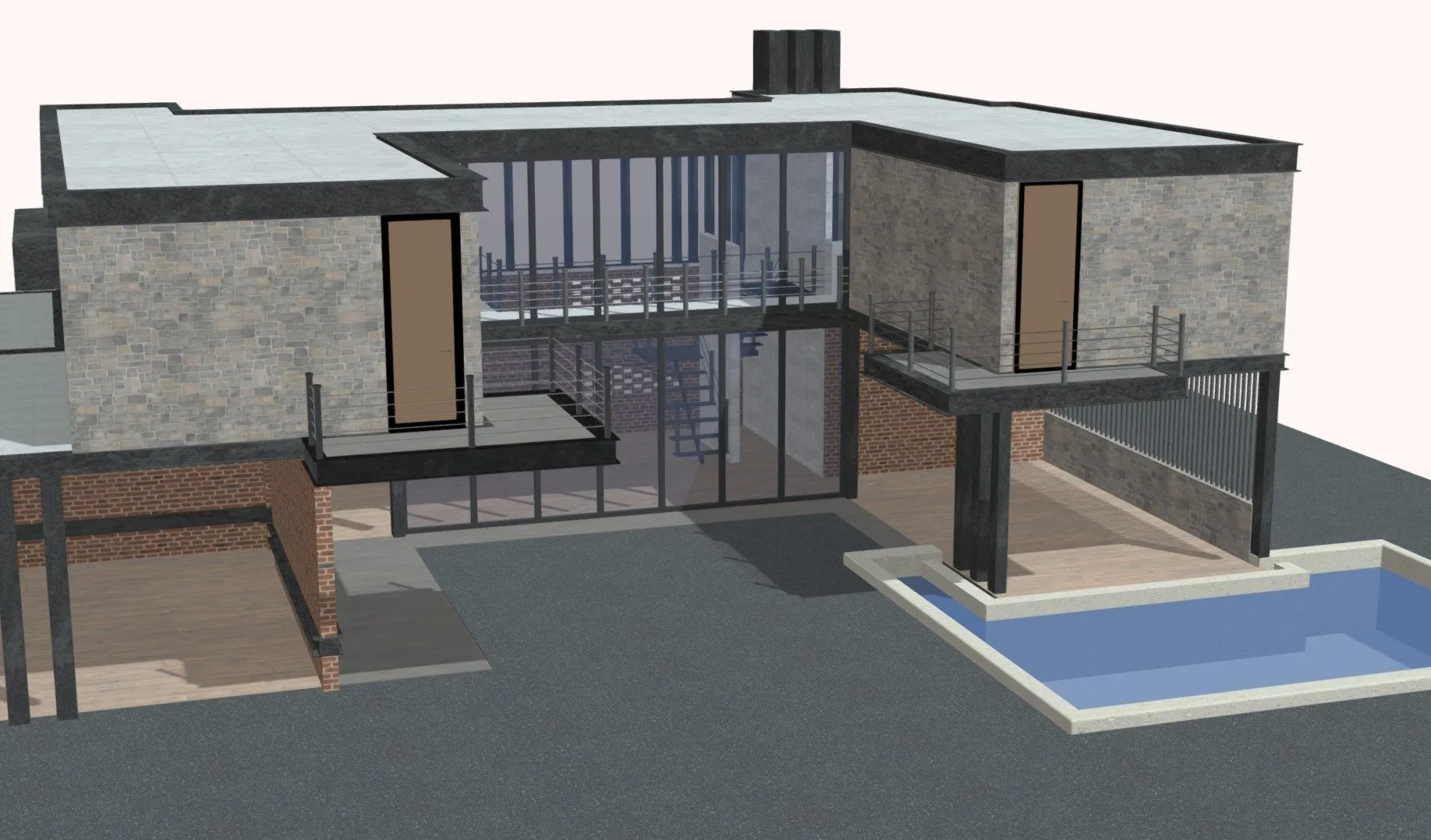 PBR Game 3D Models – Modern Luxury Villa House Building With Pool