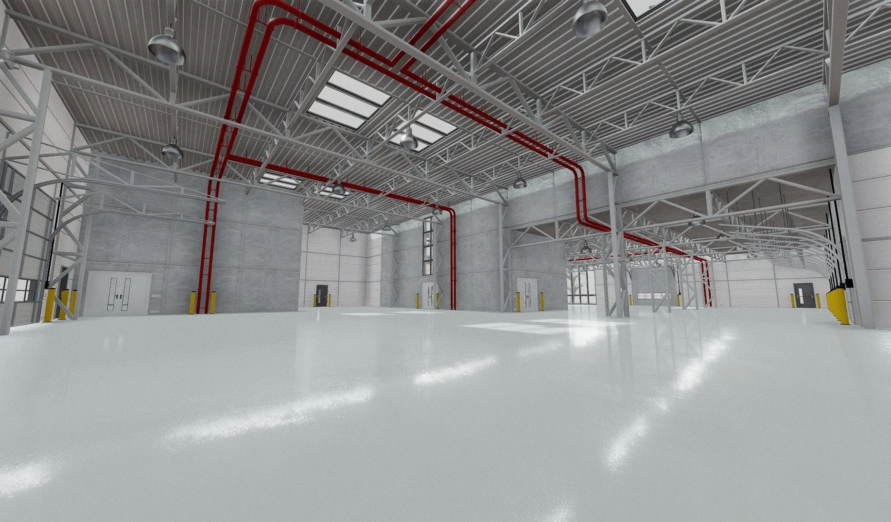 PBR Game 3D Models – Modern Unfurnished Warehouse With Office