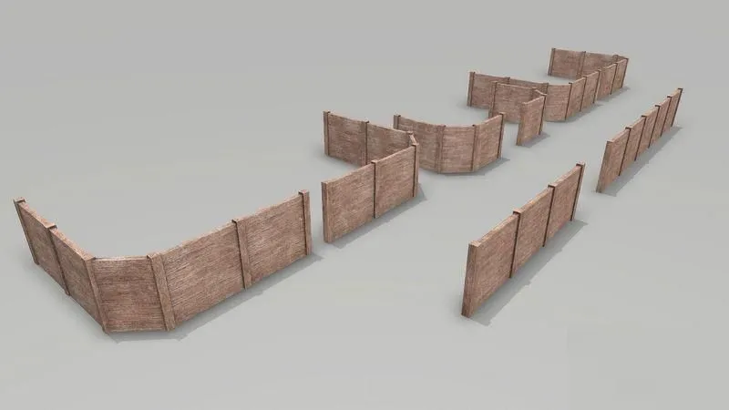 PBR Game 3D Models – Modular Damaged Wooden Walls