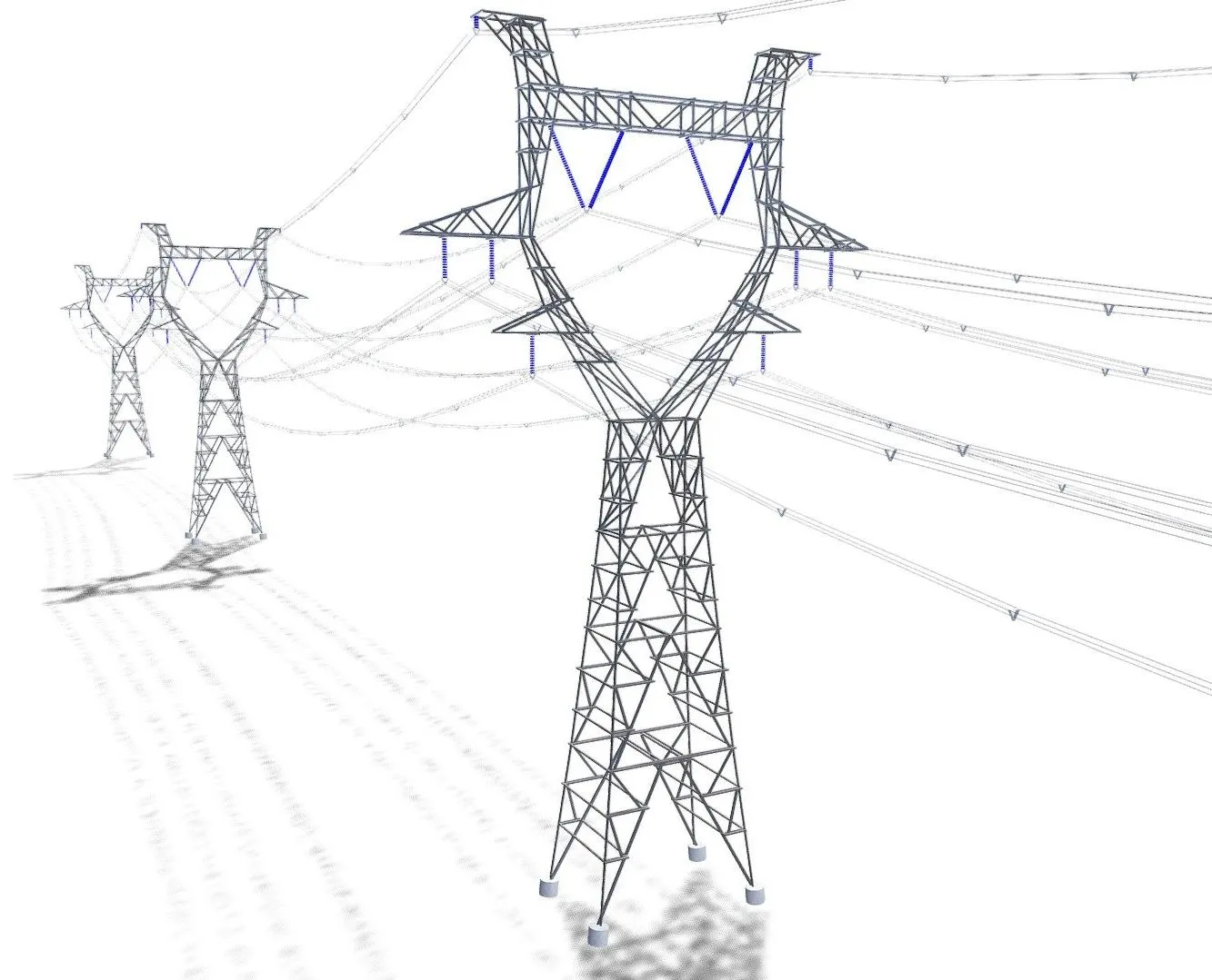 PBR Game 3D Models – Modular Electicity Pylon Power Lines