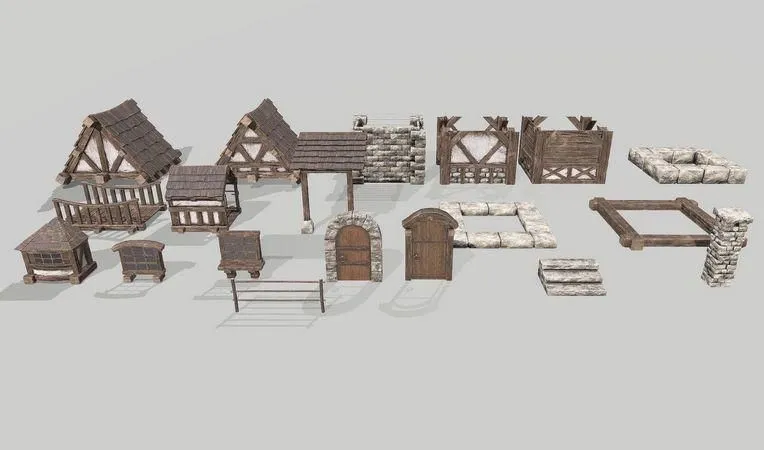 PBR Game 3D Models – Modular Medieval House