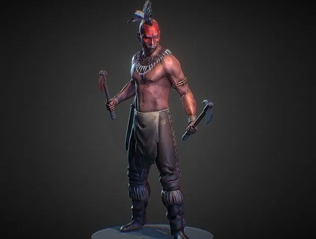 PBR Game 3D Models – Mohican Warrior
