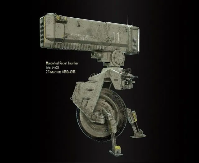PBR Game 3D Models – Monowheel Rocket Launcher