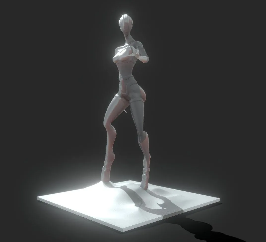 PBR Game 3D Models – Moonwalker 3D Printable Sci Fi Female