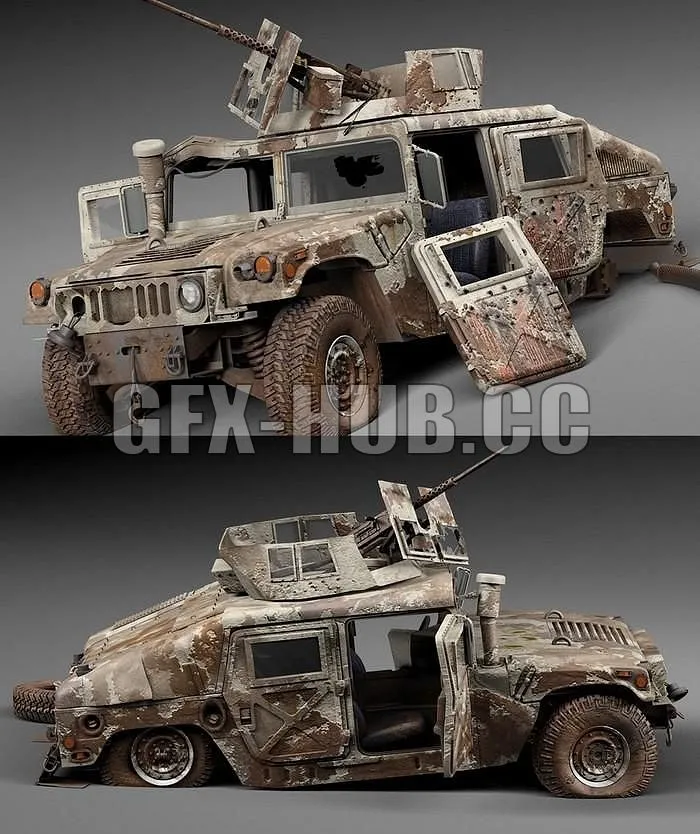 PBR Game 3D Models – more models#G FX HU BHummer HMMWV Destroyed