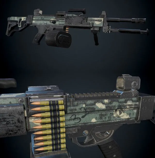 PBR Game 3D Models – Negev NG7 LMG