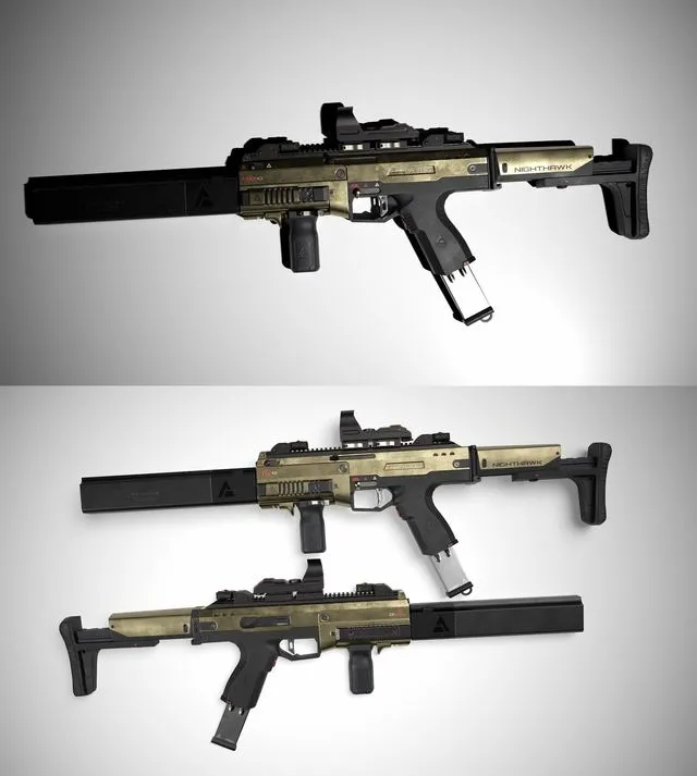 PBR Game 3D Models – Night Hawk SMG
