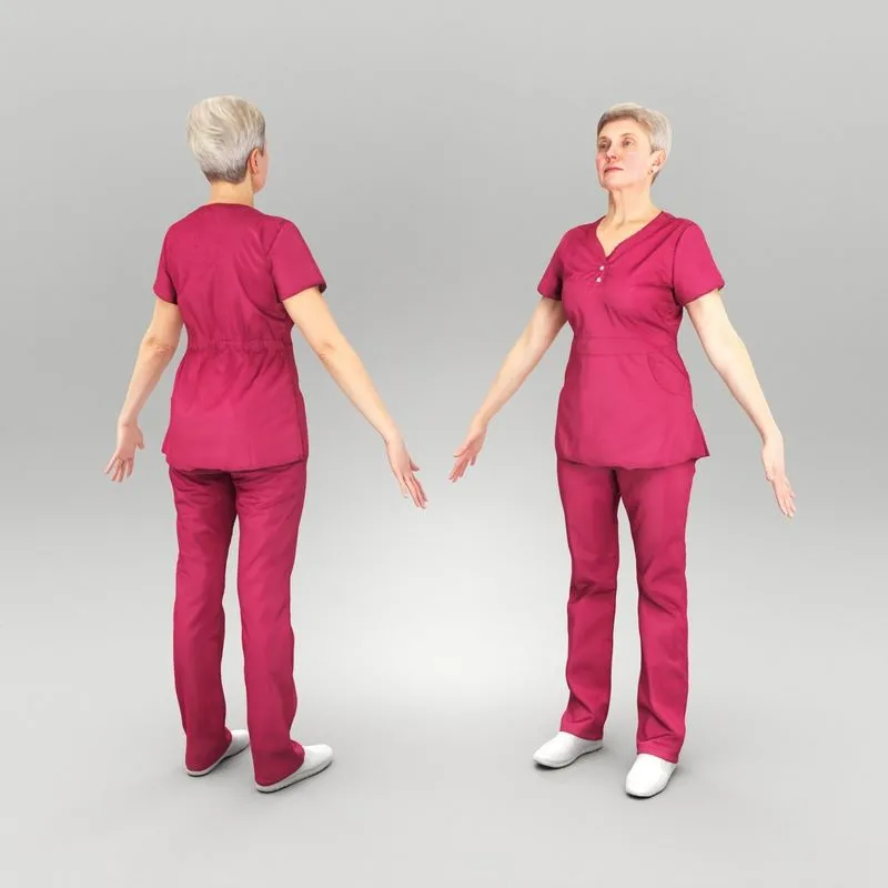 PBR Game 3D Models – Nurse in pink uniform ready for animation 447