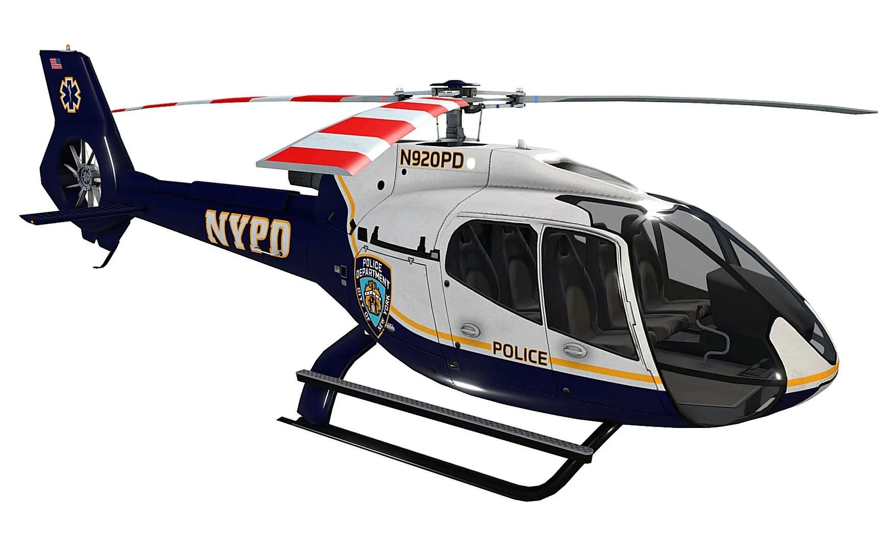 PBR Game 3D Models – Nypd Airbus H130 Helicopter Livery 10