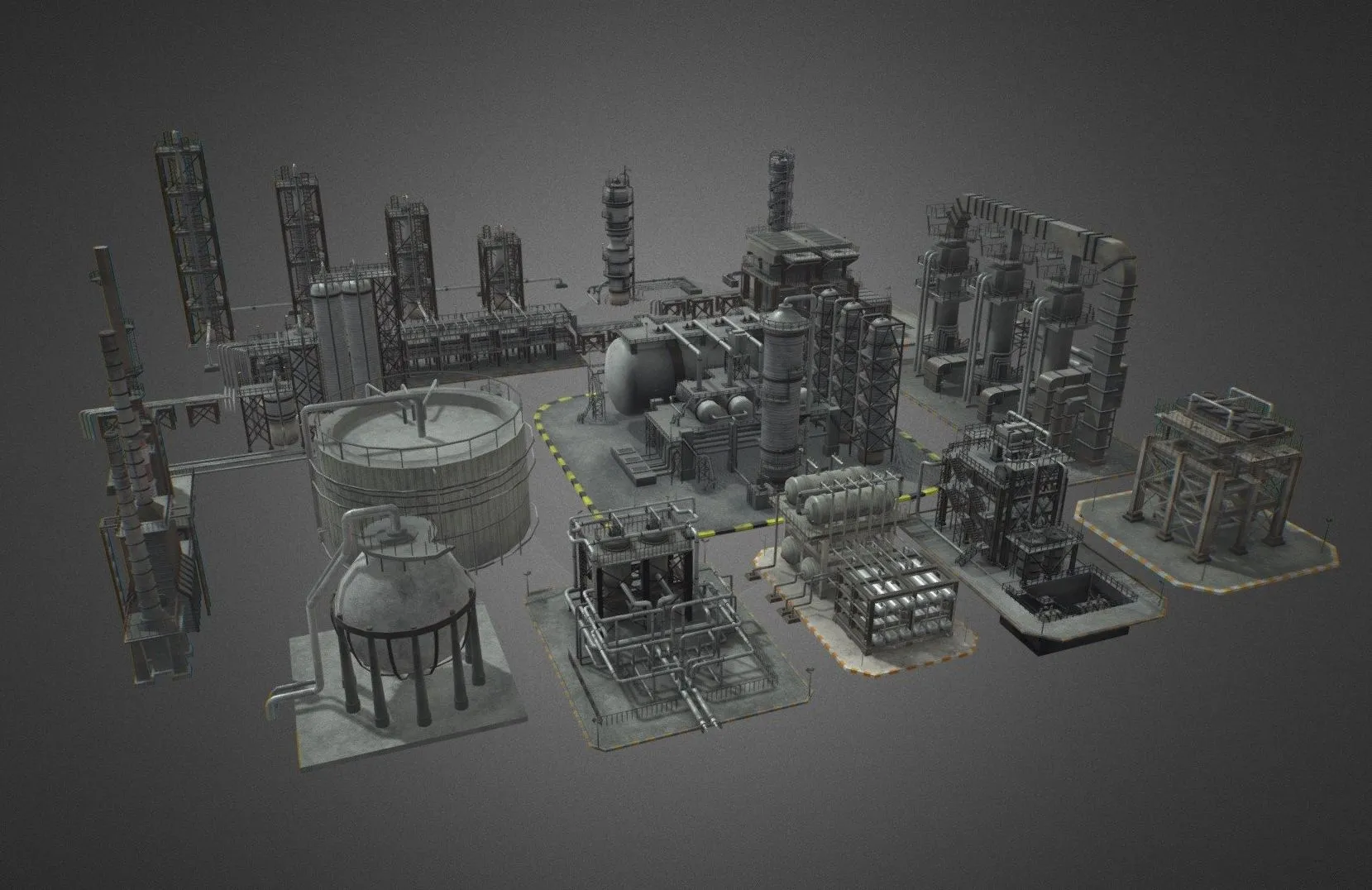 PBR Game 3D Models – Oil Refinery Pack