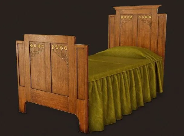 PBR Game 3D Models – Old Bed