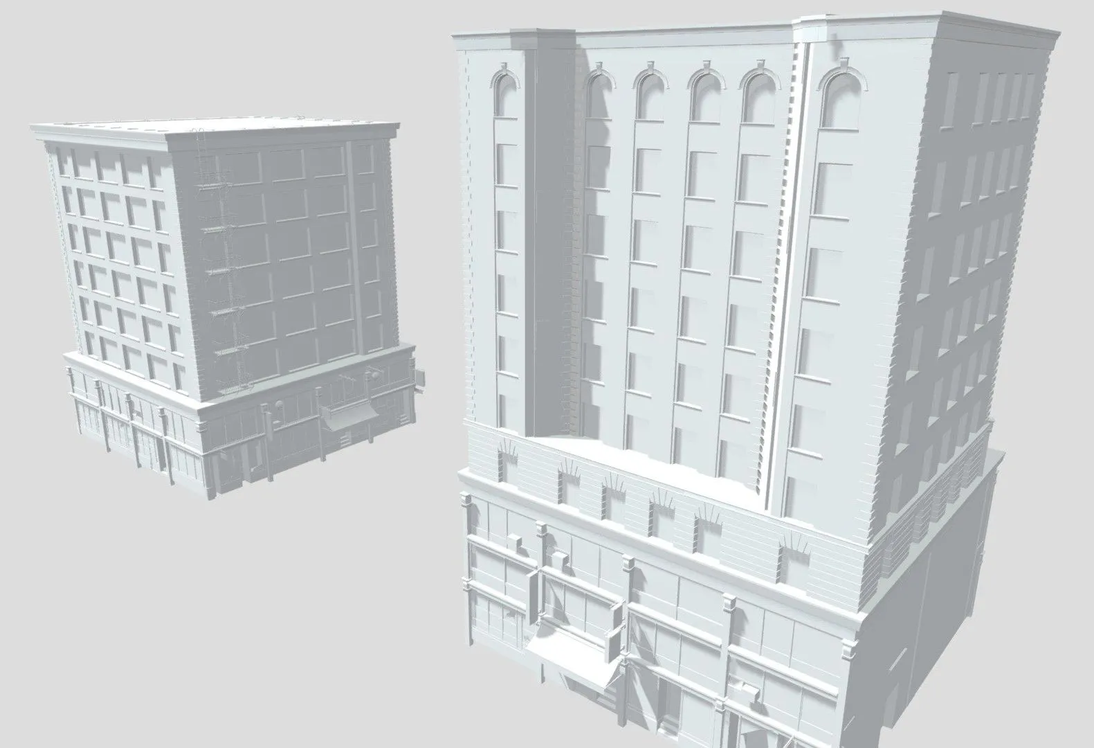 PBR Game 3D Models – Old Building Facade Pack
