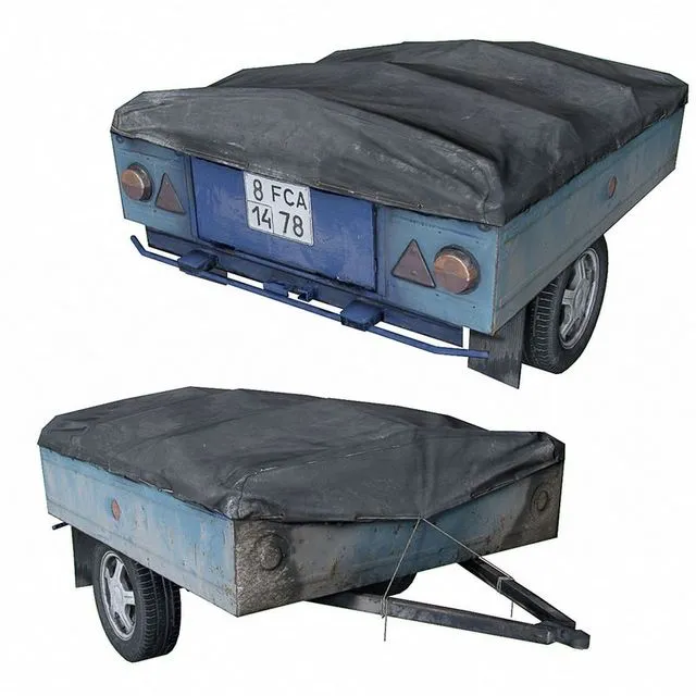 PBR Game 3D Models – Old Car trailer