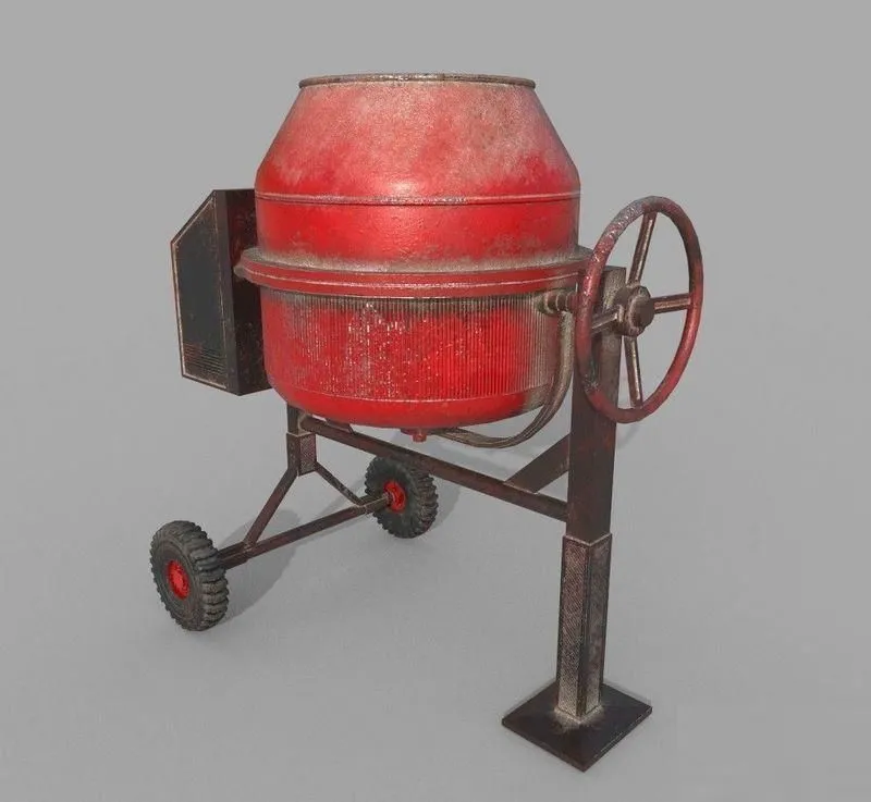 PBR Game 3D Models – Old Concrete Mixer