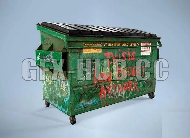 PBR Game 3D Models – Old Dumpster