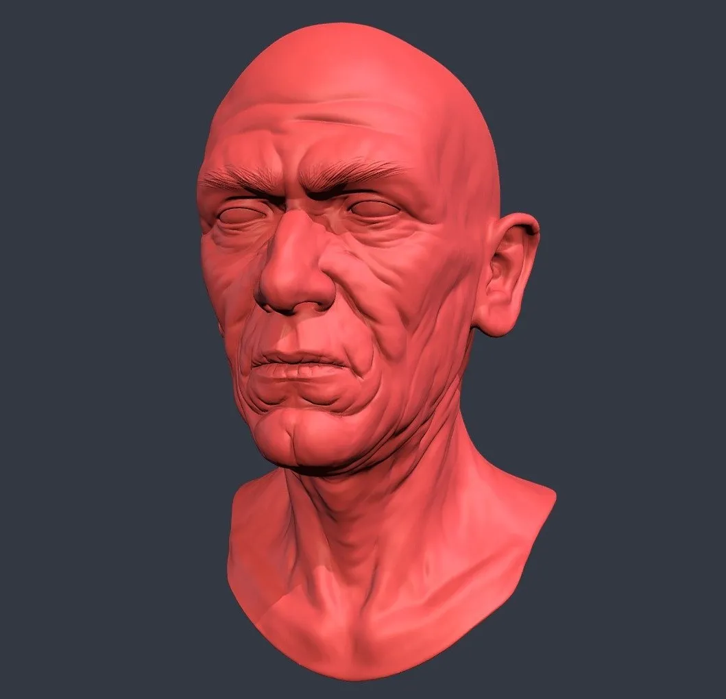 PBR Game 3D Models – Old Man Head Sculpt 2