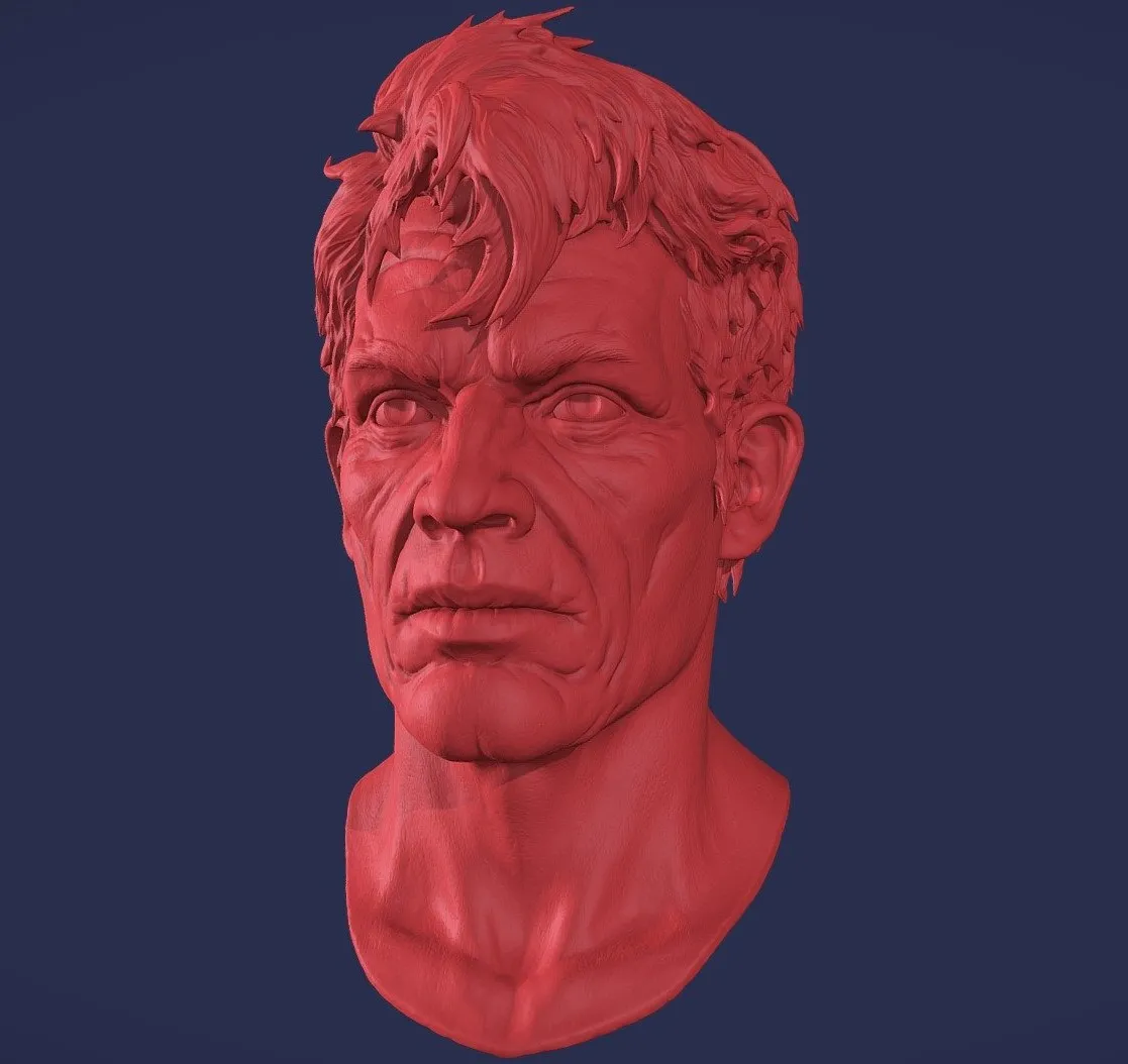 PBR Game 3D Models – Old Man Head Sculpt