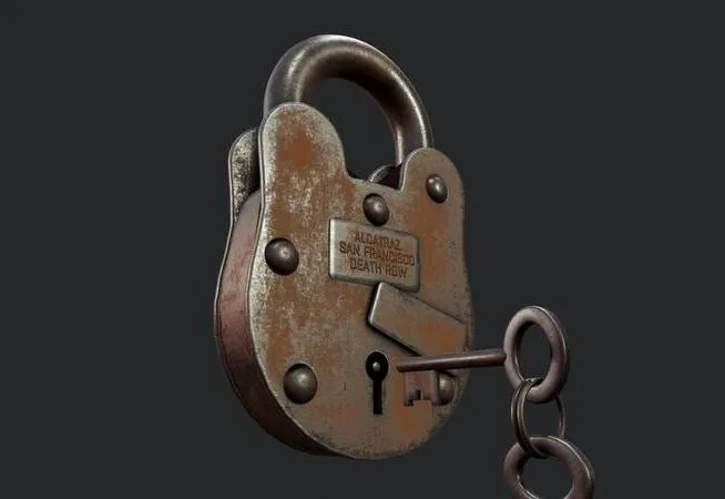 PBR Game 3D Models – Old Padlock