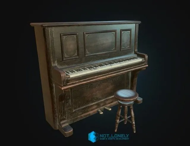 PBR Game 3D Models – Old Piano