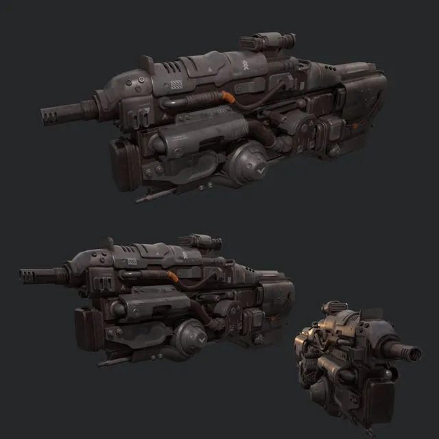 PBR Game 3D Models – Old Pulse Gun