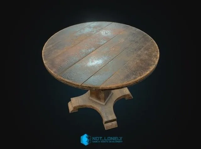 PBR Game 3D Models – Old Round Table