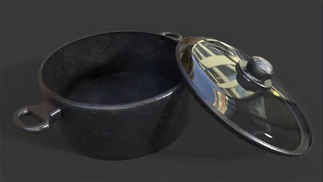 PBR Game 3D Models – Old Rusty Cooking Pot