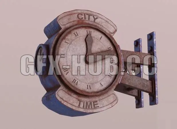 PBR Game 3D Models – Old Street Clock