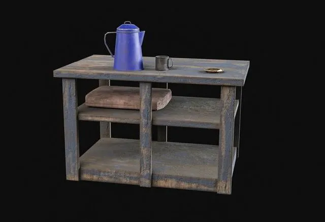 PBR Game 3D Models – Old Western Table