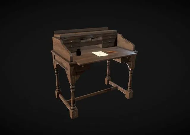 PBR Game 3D Models – Old Writing Desk