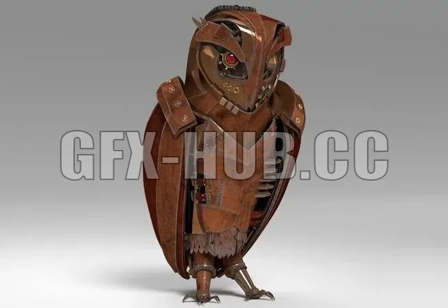 PBR Game 3D Models – Owl steam punk