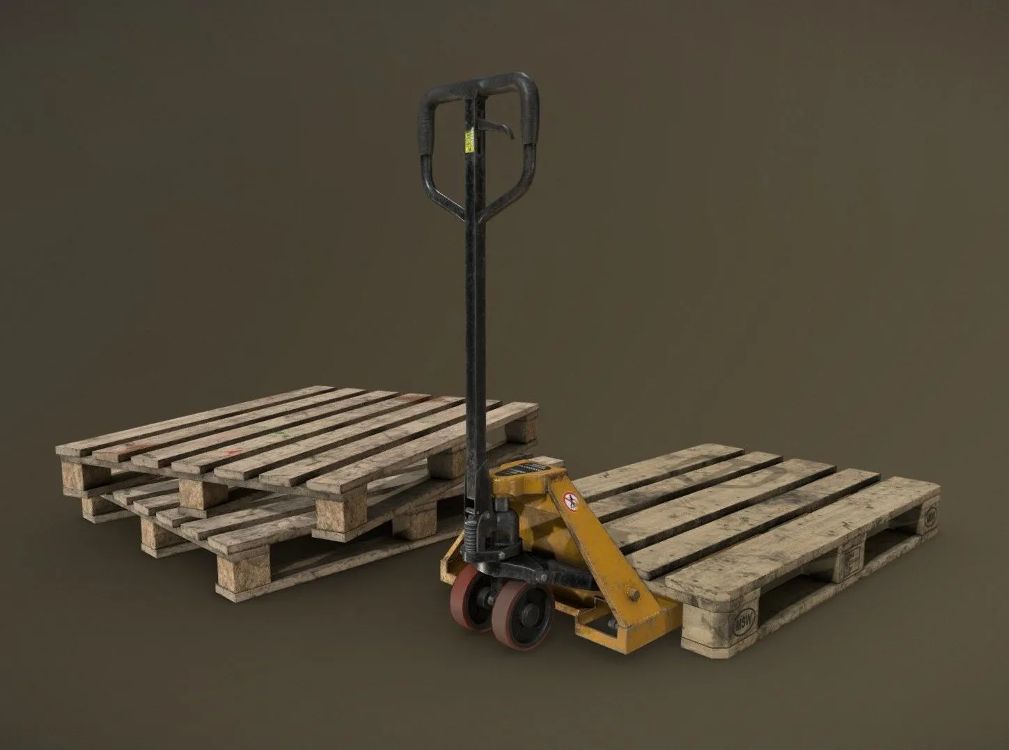 PBR Game 3D Models – Pallet Jack With Pallets Low Poly