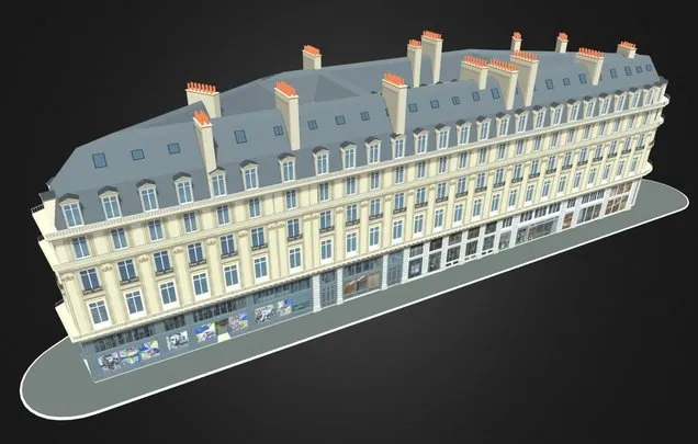 PBR Game 3D Models – Paris Apartment Haussmann Building 01
