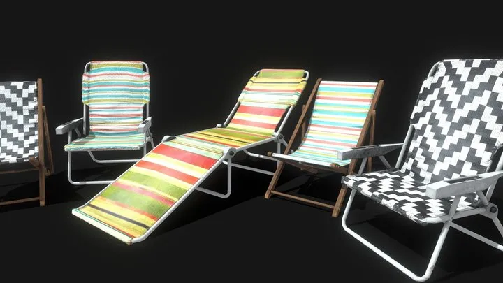 PBR Game 3D Models – PBR Beach Chairs