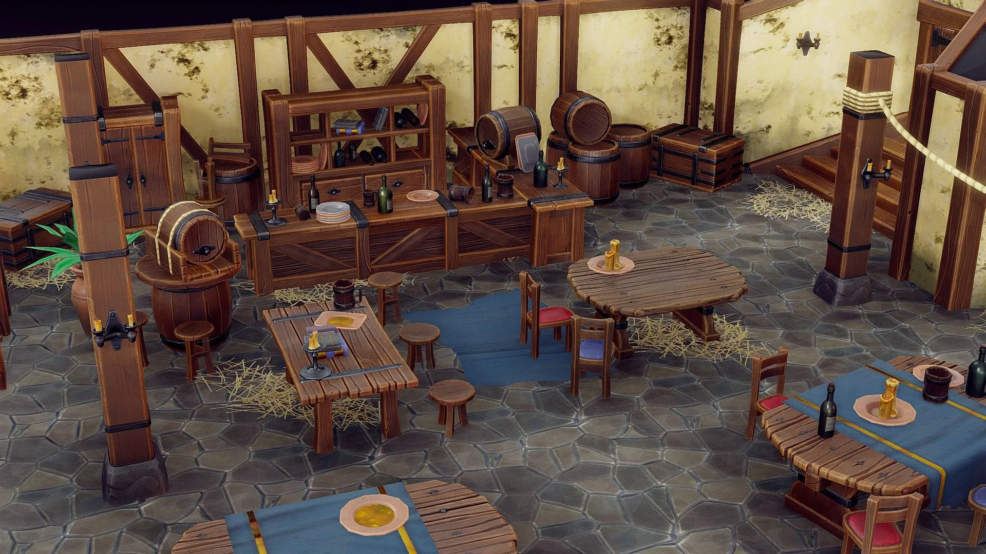 PBR Game 3D Models – Pbr Medieval Tavern Assets