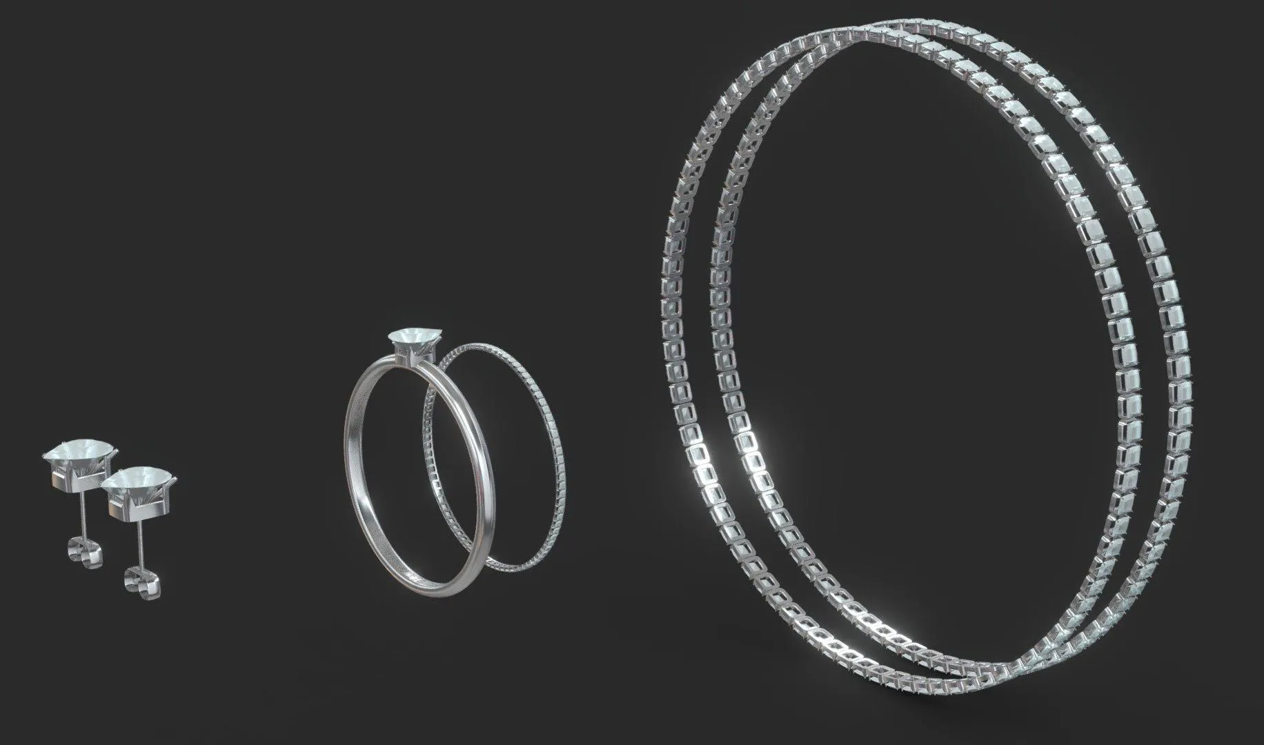 PBR Game 3D Models – Pear Tear Drop Diamond Jewelry Pack