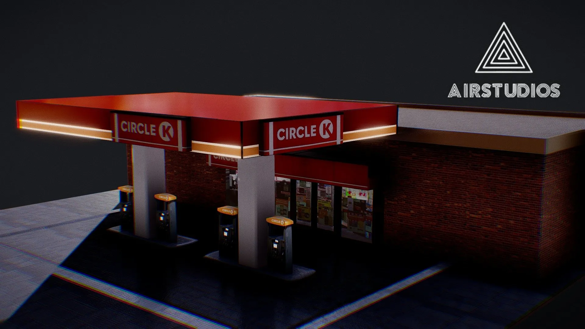 PBR Game 3D Models – Petrol Gas Station Low Poly