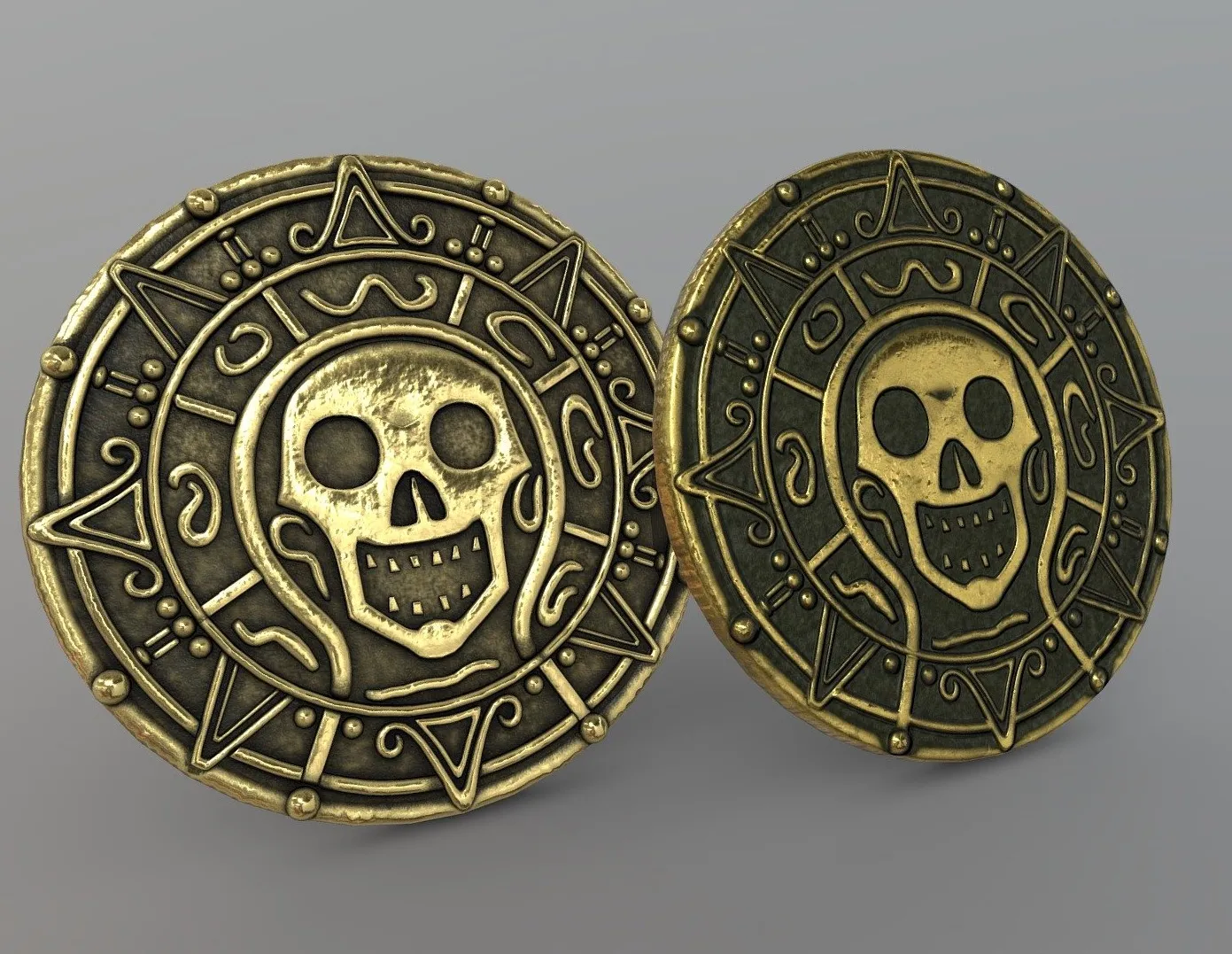 PBR Game 3D Models – Pirates Aztec Gold Coin